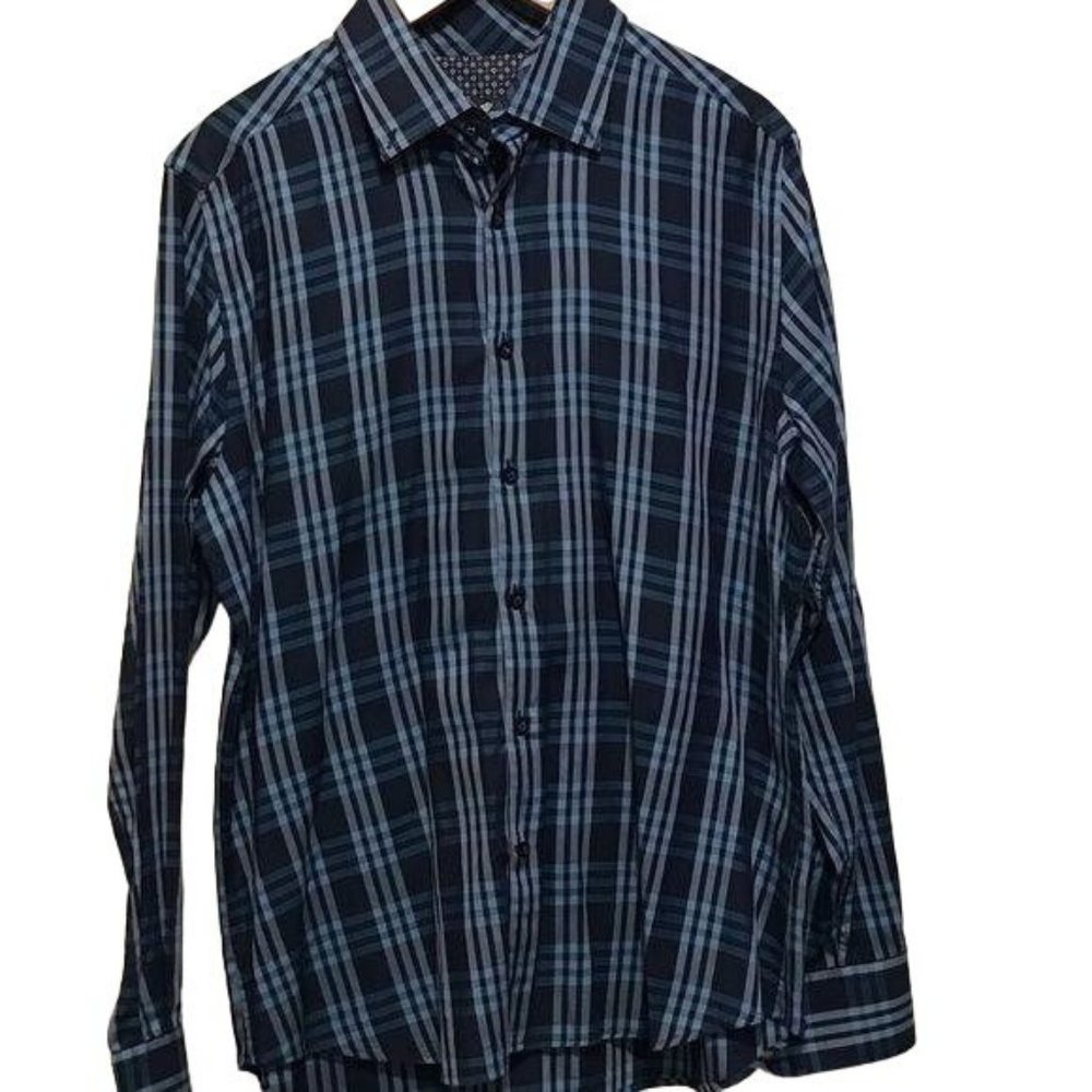 Stone Rose Blue Plaid Button Down Shirt Cotton Long Sleeve Size 4